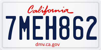 CA license plate 7MEH862