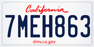 CA license plate 7MEH863