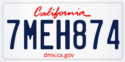 CA license plate 7MEH874