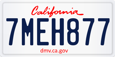 CA license plate 7MEH877