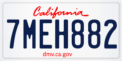 CA license plate 7MEH882