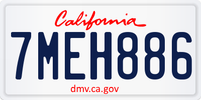 CA license plate 7MEH886