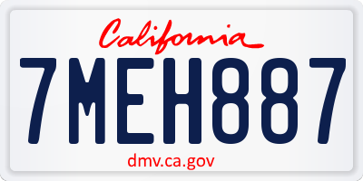 CA license plate 7MEH887