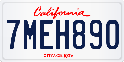 CA license plate 7MEH890