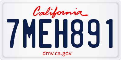 CA license plate 7MEH891