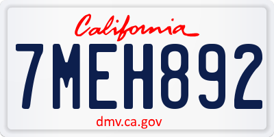 CA license plate 7MEH892