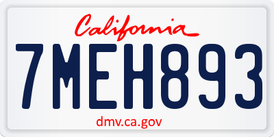 CA license plate 7MEH893