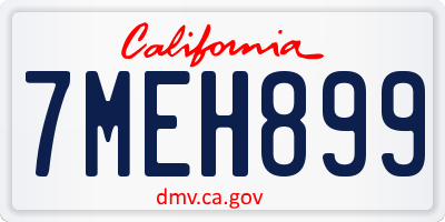 CA license plate 7MEH899