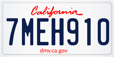CA license plate 7MEH910