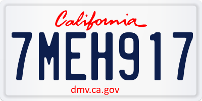 CA license plate 7MEH917