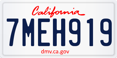 CA license plate 7MEH919