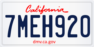 CA license plate 7MEH920