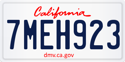 CA license plate 7MEH923
