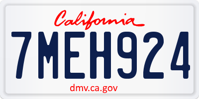 CA license plate 7MEH924