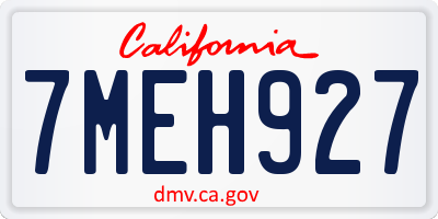 CA license plate 7MEH927