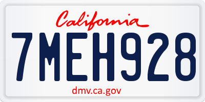 CA license plate 7MEH928