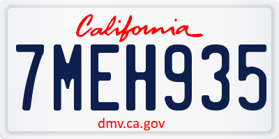 CA license plate 7MEH935
