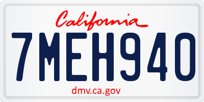 CA license plate 7MEH940