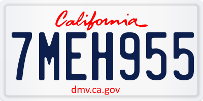 CA license plate 7MEH955