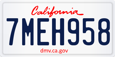 CA license plate 7MEH958