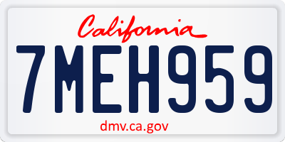 CA license plate 7MEH959