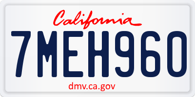 CA license plate 7MEH960