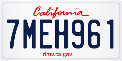 CA license plate 7MEH961