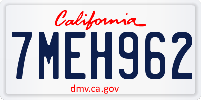 CA license plate 7MEH962