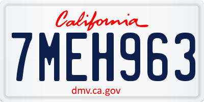 CA license plate 7MEH963