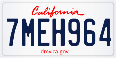 CA license plate 7MEH964