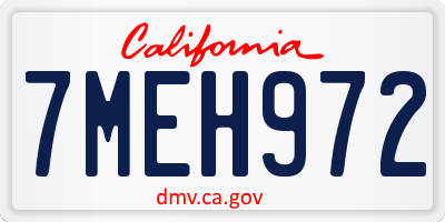 CA license plate 7MEH972
