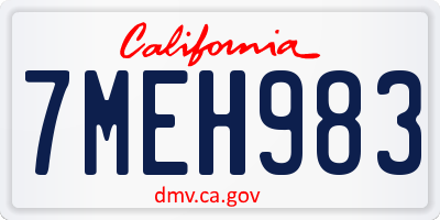 CA license plate 7MEH983