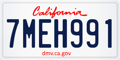 CA license plate 7MEH991