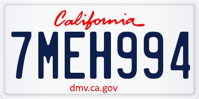 CA license plate 7MEH994