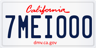 CA license plate 7MEI000