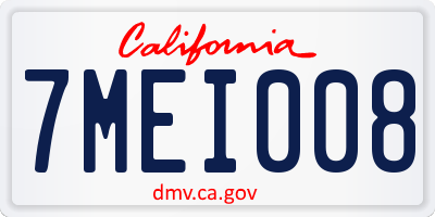 CA license plate 7MEI008