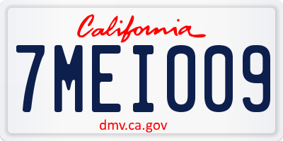 CA license plate 7MEI009