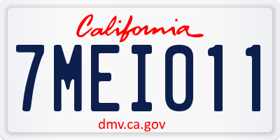 CA license plate 7MEI011