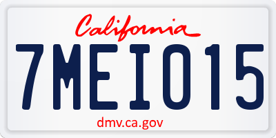 CA license plate 7MEI015