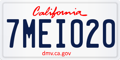 CA license plate 7MEI020