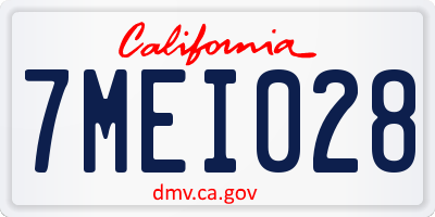 CA license plate 7MEI028