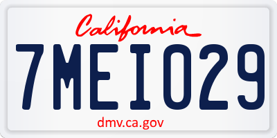 CA license plate 7MEI029