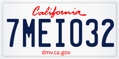 CA license plate 7MEI032