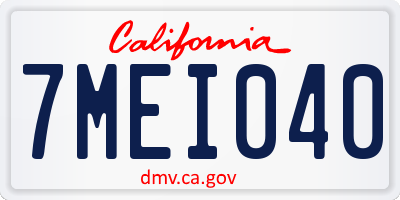 CA license plate 7MEI040