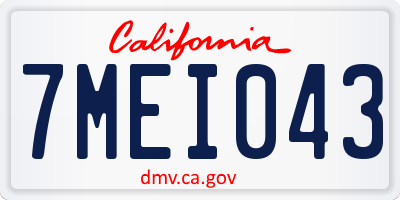 CA license plate 7MEI043