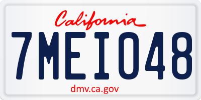 CA license plate 7MEI048