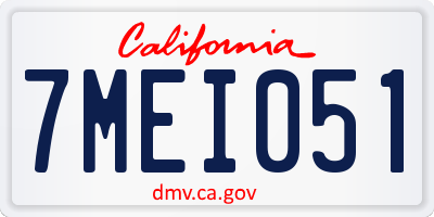CA license plate 7MEI051
