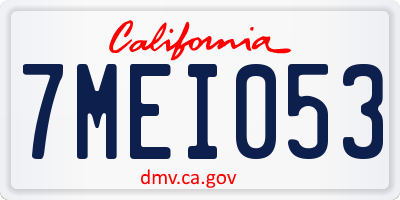 CA license plate 7MEI053