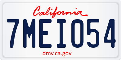 CA license plate 7MEI054