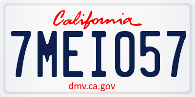 CA license plate 7MEI057